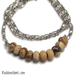 Picture Jasper minimalist bar necklace